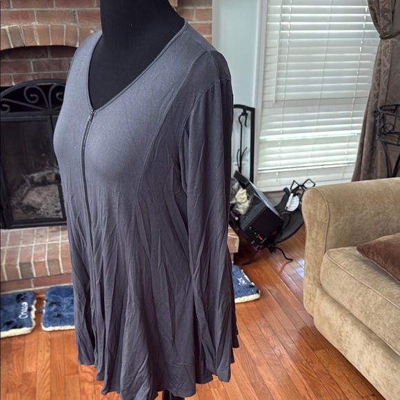 Comfy USA Blue Flutter Sleeve Pleated Blouse - Picture 2 of 4